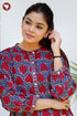 Rayon Navy Blue & Deep Burgundy Kurta in Block Print