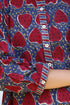 Rayon Navy Blue & Deep Burgundy Kurta in Block Print
