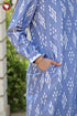 Ikat Denim Blue Kurta in Geometric Block Print