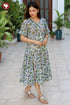 Mul Mul Cotton Purple Floral Print Tiered Dress.