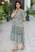 Mul Mul Cotton Purple Floral Print Tiered Dress.