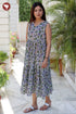 Mul Mul Cotton Sleeveless Tiered Dress in Floral Print