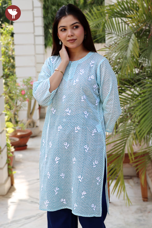 MulMul Cotton Top in Applique and Zigzag Print