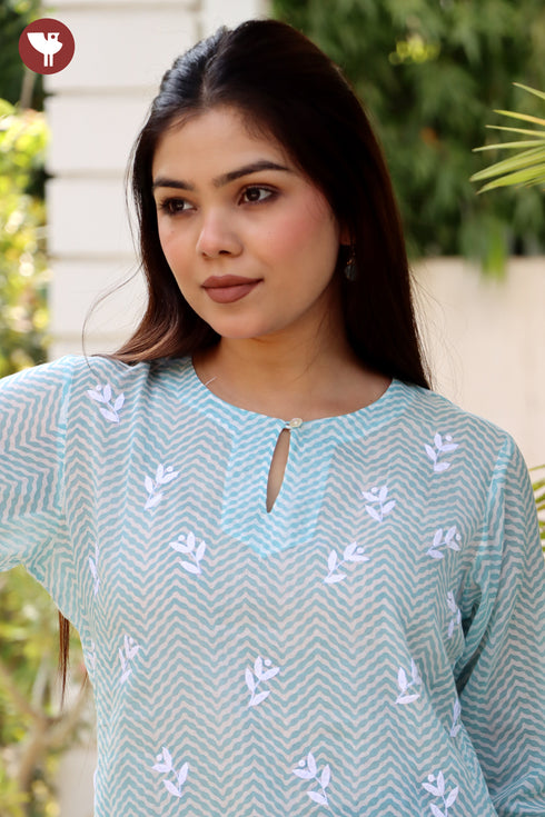 MulMul Cotton Top in Applique and Zigzag Print