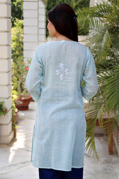 MulMul Cotton Top in Applique and Zigzag Print