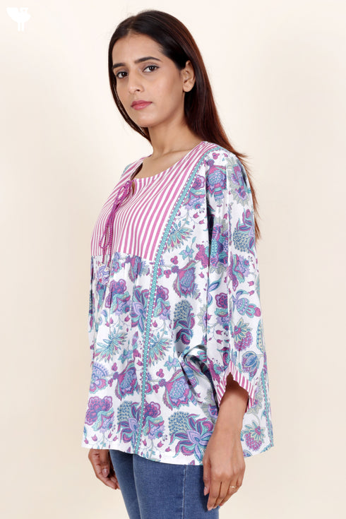 Cambric Cotton Secret Top In Floral Print