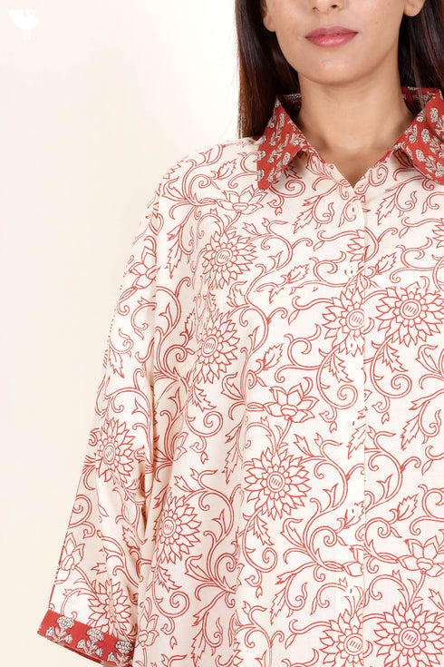 Cambric Cotton Shirt In Block Print