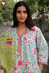 60’s Cotton V-Neck Sleeved Kaftan In Floral Print
