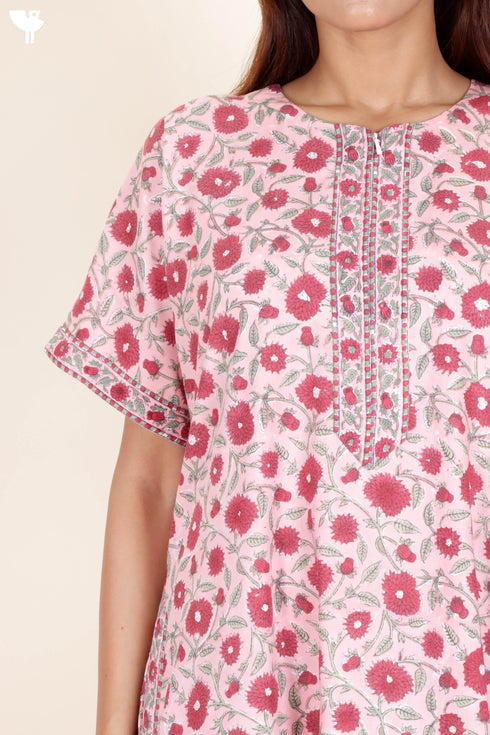 Bizzy Lizzy Zipper Kaftan In Floral Block Print