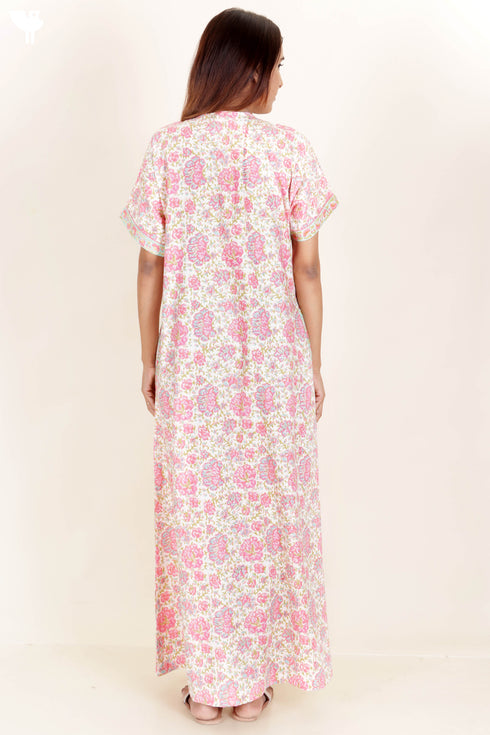 Bizzy Lizzy Zipper Kaftan In Floral Block Print