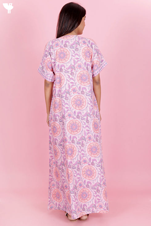 Bizzy Lizzy Zipper Kaftan In Floral Block Print