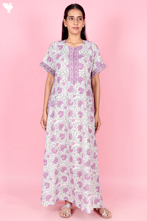 Bizzy Lizzy Zipper Kaftan In Floral Block Print