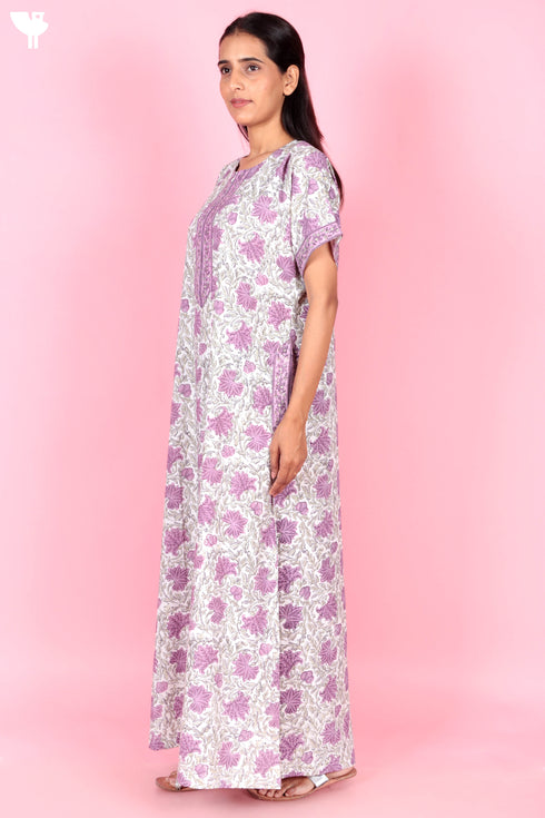 Bizzy Lizzy Zipper Kaftan In Floral Block Print