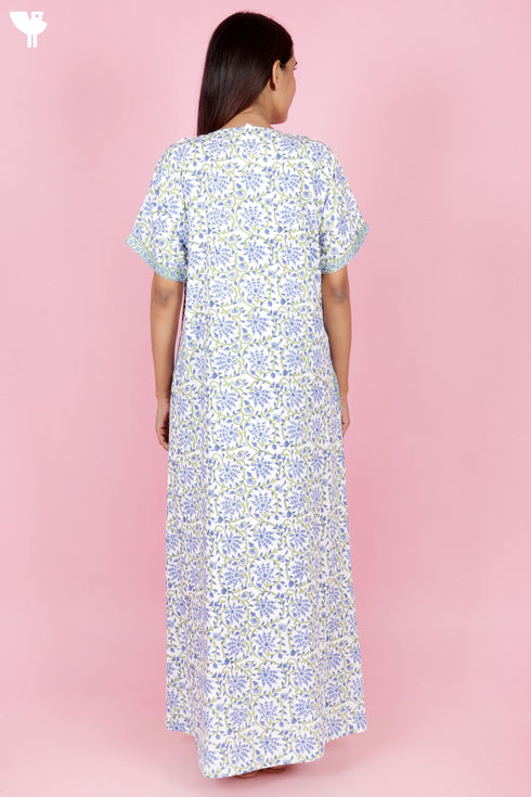 Bizzy Lizzy Zipper Kaftan In Floral Block Print