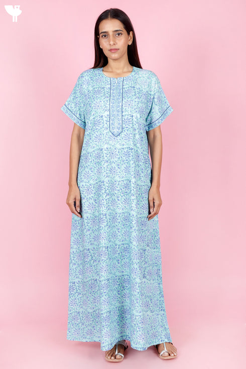 Bizzy Lizzy Zipper Kaftan In Floral Block Print