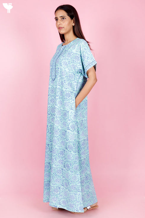 Bizzy Lizzy Zipper Kaftan In Floral Block Print