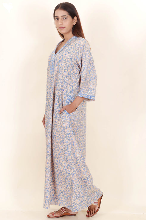 Bizzy Lizzy Full Sleeved Kaftan In Floral Block Print