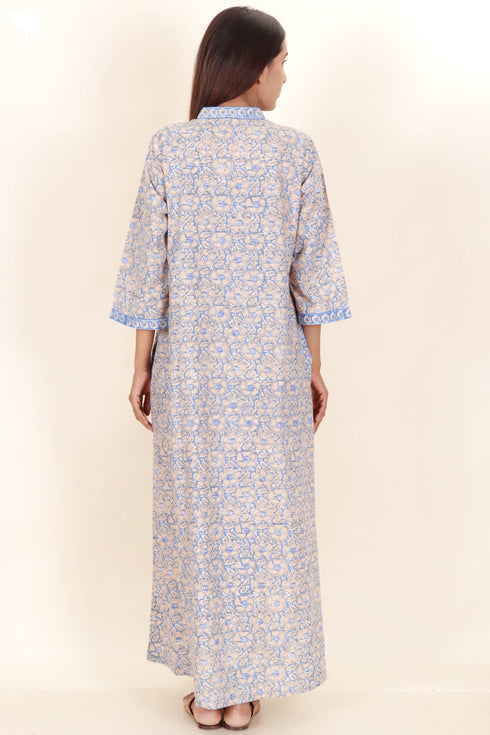 Bizzy Lizzy Full Sleeved Kaftan In Floral Block Print