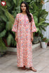 Bizzy Lizzy Full Sleeved Zip Kaftan In Floral Block Print