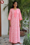 Bizzy Lizzy Full Sleeved Zip Kaftan In Floral Block Print