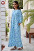 Bizzy Lizzy Full Sleeved Zip Kaftan In Floral Block Print