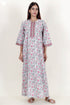 60’s Cotton Zipper Kaftan Full Sleeved In Floral Print