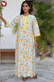 60’s Cotton Zipper Kaftan Full Sleeved In Floral Print