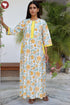 60’s Cotton Zipper Kaftan Full Sleeved In Floral Print