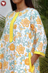 60’s Cotton Zipper Kaftan Full Sleeved In Floral Print