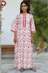60’s Cotton Zipper Kaftan Full Sleeved In Floral Print
