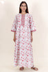 60’s Cotton Zipper Kaftan Full Sleeved In Floral Print