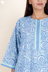 60’s Cotton Zipper Kaftan In Floral Block Print