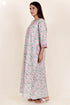 60’s Cotton Zipper Kaftan In Floral Block Print