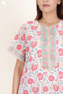 60’s Cotton Zipper Kaftan In Floral Block Print