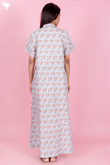 60’s Cotton Short Sleeve Kaftan In Floral Print