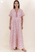 60’s Cotton Short Sleeve Kaftan In Floral Print