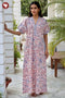 60’s Cotton V-neck Kaftan In Floral Print