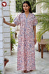 60’s Cotton V-neck Kaftan In Floral Print