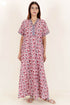 60’s Cotton V-neck Kaftan In Floral Print