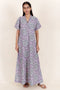 60’s Cotton Short Sleeve Kaftan In Floral Block Print
