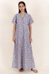 60’s Cotton Short Sleeve Kaftan In Floral Block Print