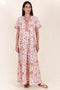 60’s Cotton V-neck Kaftan In Floral Print