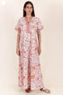 60’s Cotton V-neck Kaftan In Floral Print