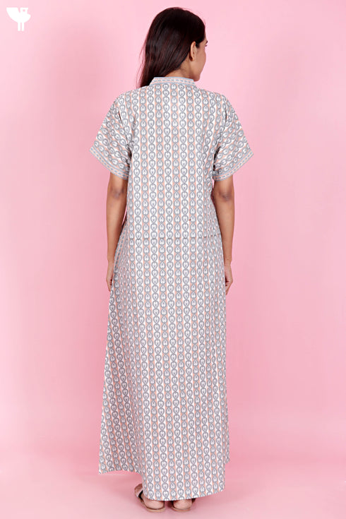 60’s Cotton Short Sleeve Kaftan In Floral Print