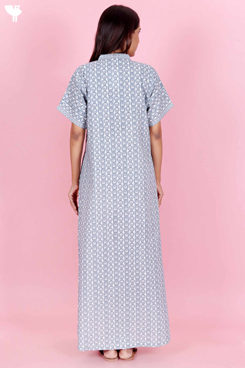 60’s Cotton Short Sleeve Kaftan In Floral Print