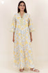 60’s Cotton Full Sleeved Kaftan In Floral Print