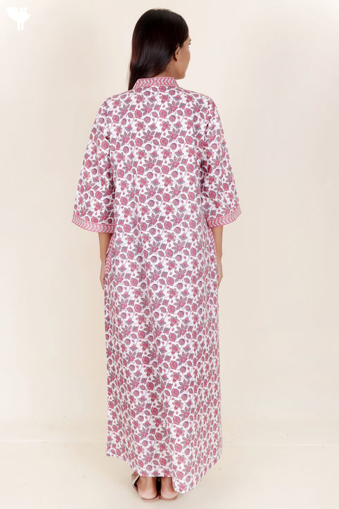 60’s Cotton Full Sleeved Kaftan In Floral Print