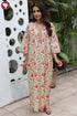 60’s Cotton V-Neck Full Sleeve Kaftan In Floral Print