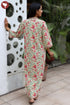 60’s Cotton V-Neck Full Sleeve Kaftan In Floral Print