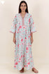 60’s Cotton Full Sleeved Kaftan In Floral Print